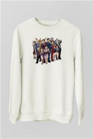 Ace Attorney Beyaz Unisex Sweatshirt
