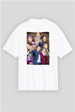 Ace Attorney Beyaz Oversize Tişört Oversize T-shirt