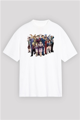 Ace Attorney Beyaz Oversize Tişört Oversize T-shirt