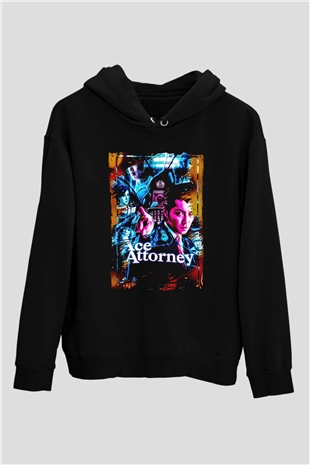 Ace Attorney Siyah Unisex Hoodie