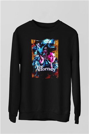 Ace Attorney Siyah Unisex Sweatshirt