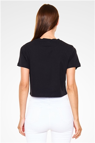 Ace Ventura Baskılı Siyah Kadın Crop Top Tişört