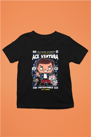 Ace Ventura Baskılı Unisex Siyah Çocuk Tişört