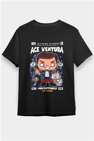 Ace Ventura Baskılı Unisex Siyah Tişört