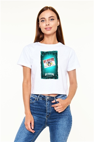 Ace Ventura Beyaz   Crop Top Tişört