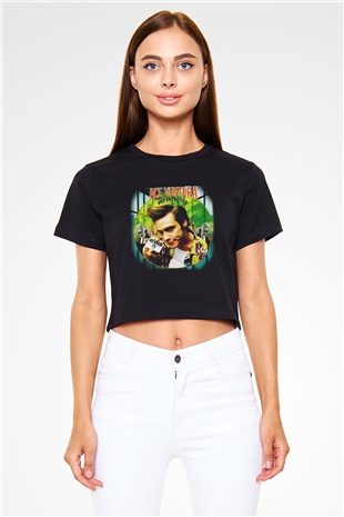 Ace Ventura Siyah Crop Top Tişört
