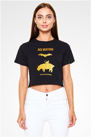 Ace Ventura Siyah   Crop Top Tişört