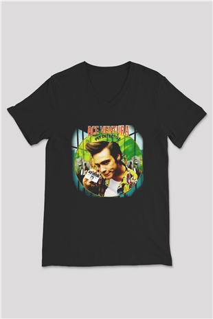 Ace Ventura Siyah Unisex V Yaka Tişört