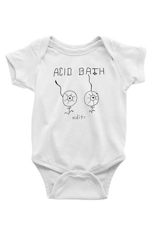 Acid Bath Baskılı Beyaz Unisex Bebek Body - Zıbın