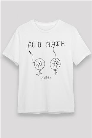 Acid Bath Baskılı Unisex Beyaz Tişört - Tshirt