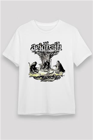 Acid Bath Baskılı Unisex Beyaz Tişört - Tshirt
