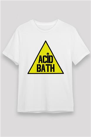Acid Bath Baskılı Unisex Beyaz Tişört - Tshirt