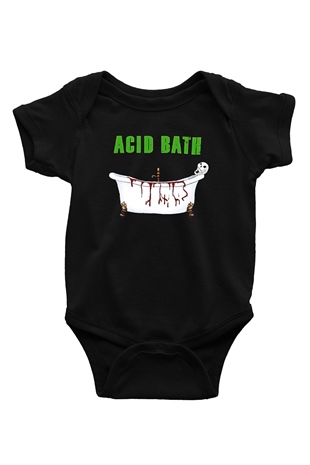 Acid Bath Baskılı Unisex Siyah Bebek Body - Zıbın