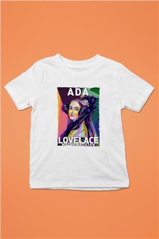 Ada Lovelace Baskılı Unisex Beyaz Çocuk Tişörtü - Tshirt