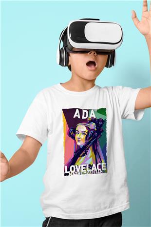 Ada Lovelace Baskılı Unisex Beyaz Çocuk Tişörtü - Tshirt