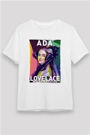 Ada Lovelace Baskılı Unisex Beyaz Tişört - Tshirt