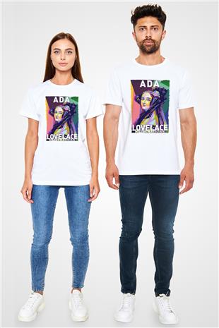 Ada Lovelace Baskılı Unisex Beyaz Tişört - Tshirt