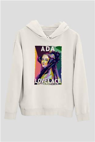 Ada Lovelace Baskılı Unisex Ekru Hoodie