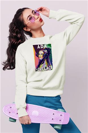 Ada Lovelace Baskılı Unisex Ekru Sweatshirt