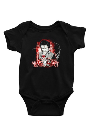 Adam Ant Baskılı Siyah Bebek Body - Zıbın