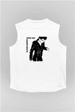 Adam Ant Baskılı Unisex Beyaz Kolsuz Tişört
