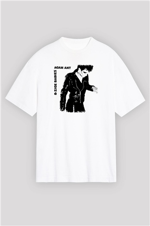 Adam Ant Baskılı Unisex Beyaz Oversize Tişört