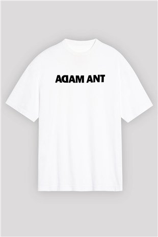 Adam Ant Baskılı Unisex Beyaz Oversize Tişört