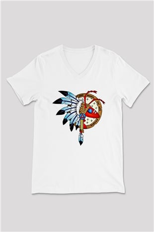 Adam Ant Baskılı Unisex Beyaz V Yaka Tişört