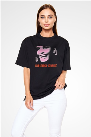 Adam Ant Baskılı Unisex Siyah Oversize Tişört