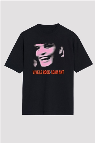 Adam Ant Baskılı Unisex Siyah Oversize Tişört