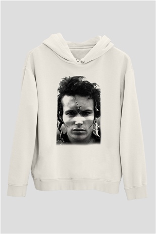 Adam Ant Beyaz Unisex Kapşonlu Sweatshirt