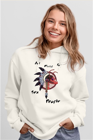 Adam Ant Beyaz Unisex Kapşonlu Sweatshirt