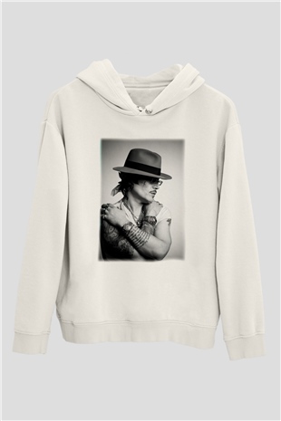 Adam Ant Beyaz Unisex Kapşonlu Sweatshirt