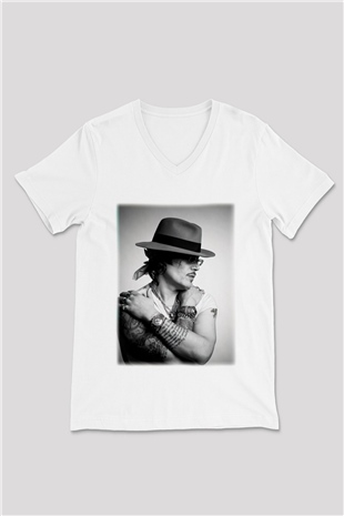 Adam Ant Beyaz Unisex V Yaka Tişört T-Shirt