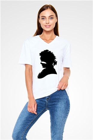 Adam Ant Beyaz Unisex V Yaka Tişört T-Shirt