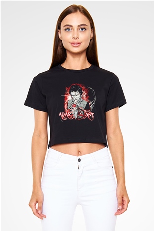 Adam Ant Siyah Crop Top Tişört