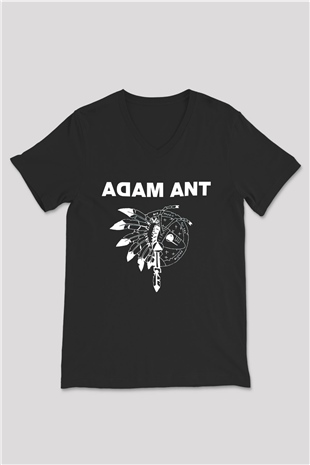 Adam Ant Siyah Unisex V Yaka Tişört T-Shirt