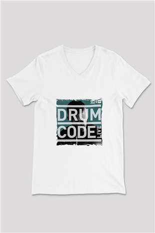 Adam Beyer Baskılı Beyaz V Yaka Unisex Tişört