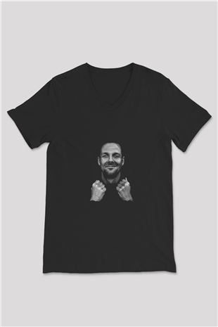 Adam Beyer Baskılı Unisex Siyah V Yaka Tişört