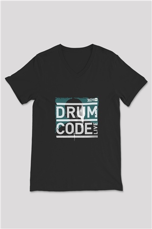 Adam Beyer Baskılı Unisex Siyah V Yaka Tişört
