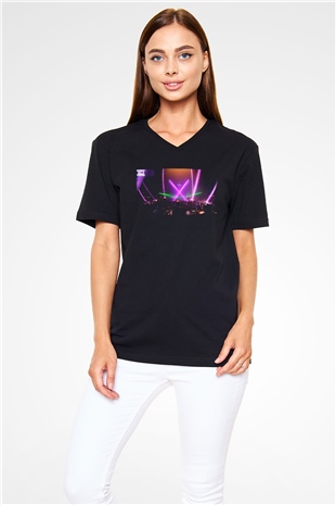 Adam Beyer Siyah Unisex V Yaka Tişört T-Shirt