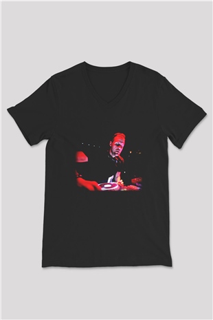 Adam Beyer Siyah Unisex V Yaka Tişört T-Shirt