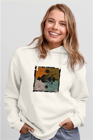 Adam BeyerBaskılı Beyaz Hoodie