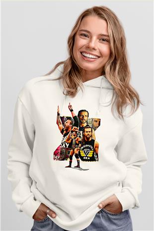 Adam Cole Baskılı Beyaz Unisex Hoodie