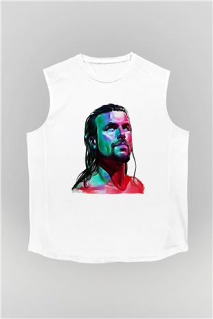 Adam Cole Baskılı Beyaz Unisex Kolsuz Tişört - Tshirt