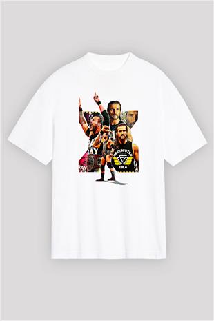 Adam Cole Baskılı Beyaz Unisex Oversize Tişört - Tshirt