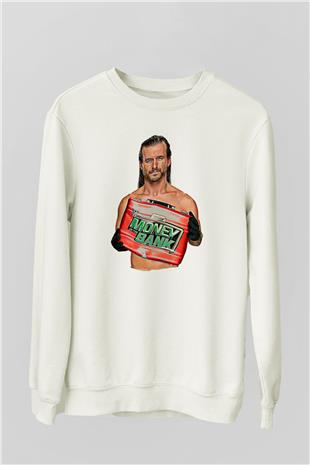 Adam Cole Baskılı Beyaz Unisex Sweatshirt