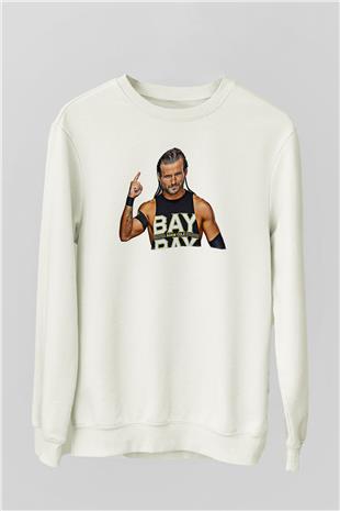 Adam Cole Baskılı Beyaz Unisex Sweatshirt