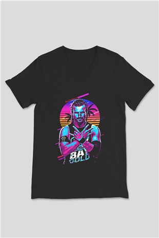 Adam Cole Baskılı Unisex Siyah V Yaka Tişört - Tshirt