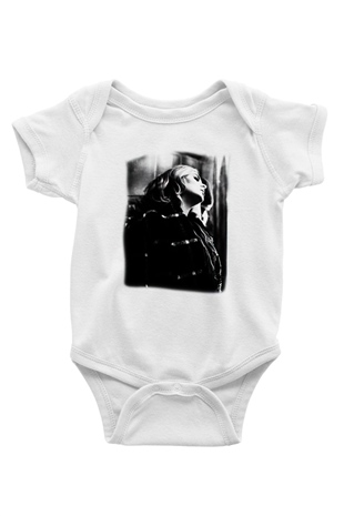 Adele Baskılı Beyaz Unisex Bebek Body - Zıbın